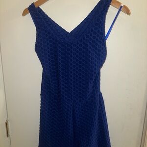 Blue Textured Sleeveless Dress